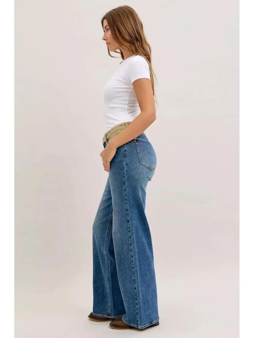 Judy Blue MR Column Straight Jeans with Corduroy Waist